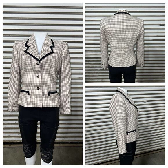 Vtg Kasper A.S.L. jacket career checked button up long sleeve - Picture 1 of 10